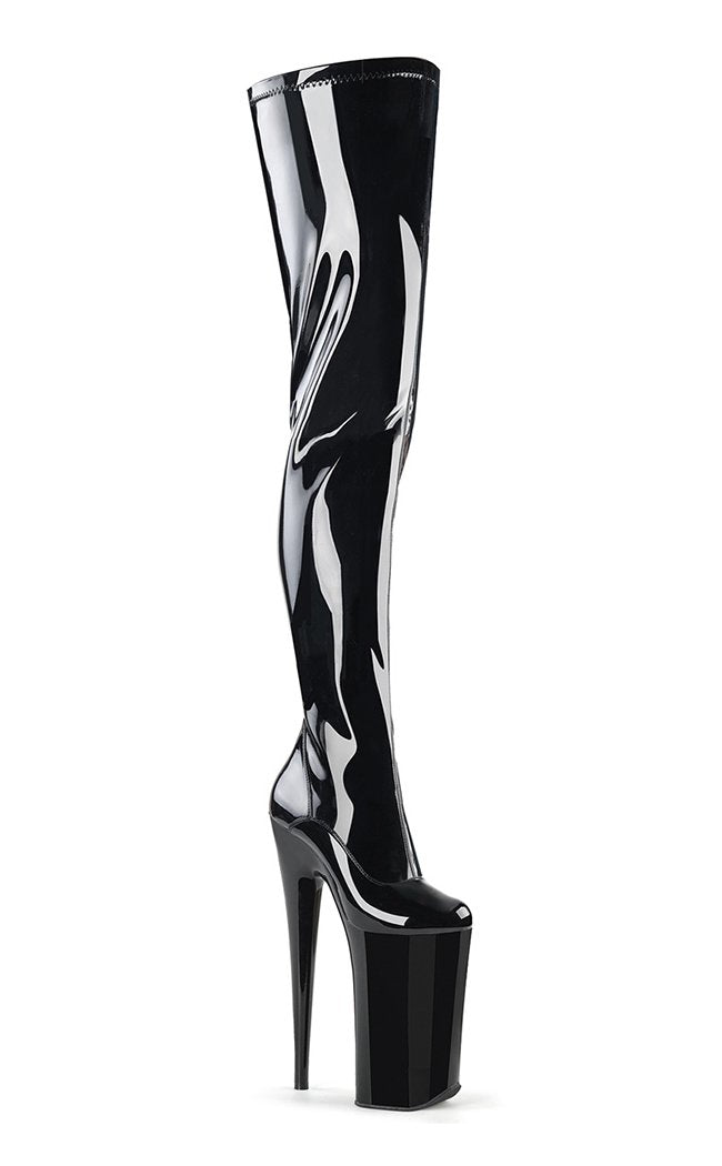 Pleaser BEYOND 4000 Black Patent Crotch High Boots