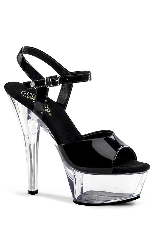 Pleaser Kiss 209 Black Patent And Clear Platform Heels 