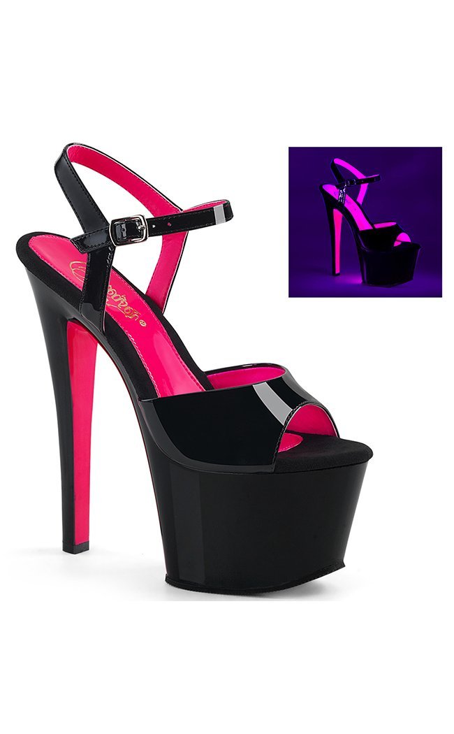 Pleaser SKY 309TT Black Neon Pink Platform Heels