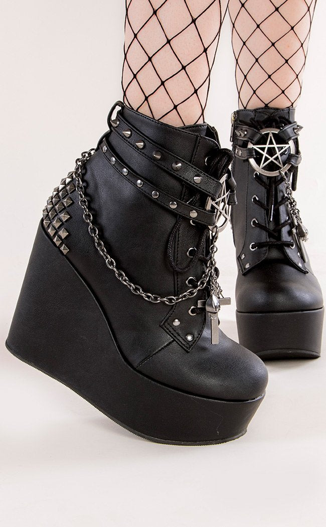 Demonia POISON 101 Black Platform Ankle Boots Gothic Shoes Australia