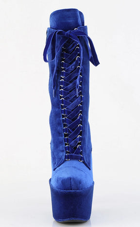 ADORE-1045VEL Navy Blue Velvet Ankle Boots-Pleaser-Tragic Beautiful