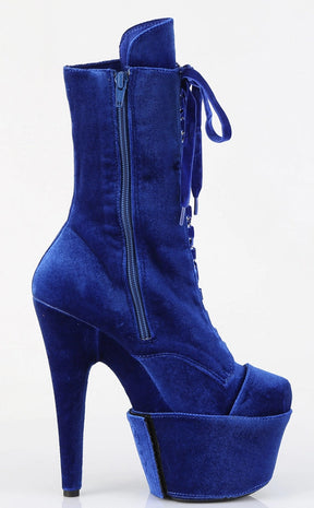 ADORE-1045VEL Navy Blue Velvet Ankle Boots-Pleaser-Tragic Beautiful