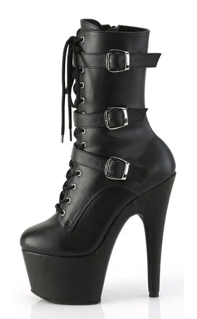 ADORE-1046 Black Faux Leather Matte Boots-Pleaser-Tragic Beautiful