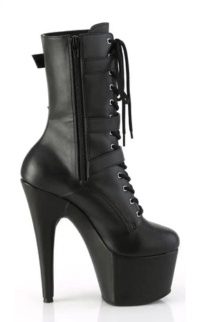 ADORE-1046 Black Faux Leather Matte Boots-Pleaser-Tragic Beautiful