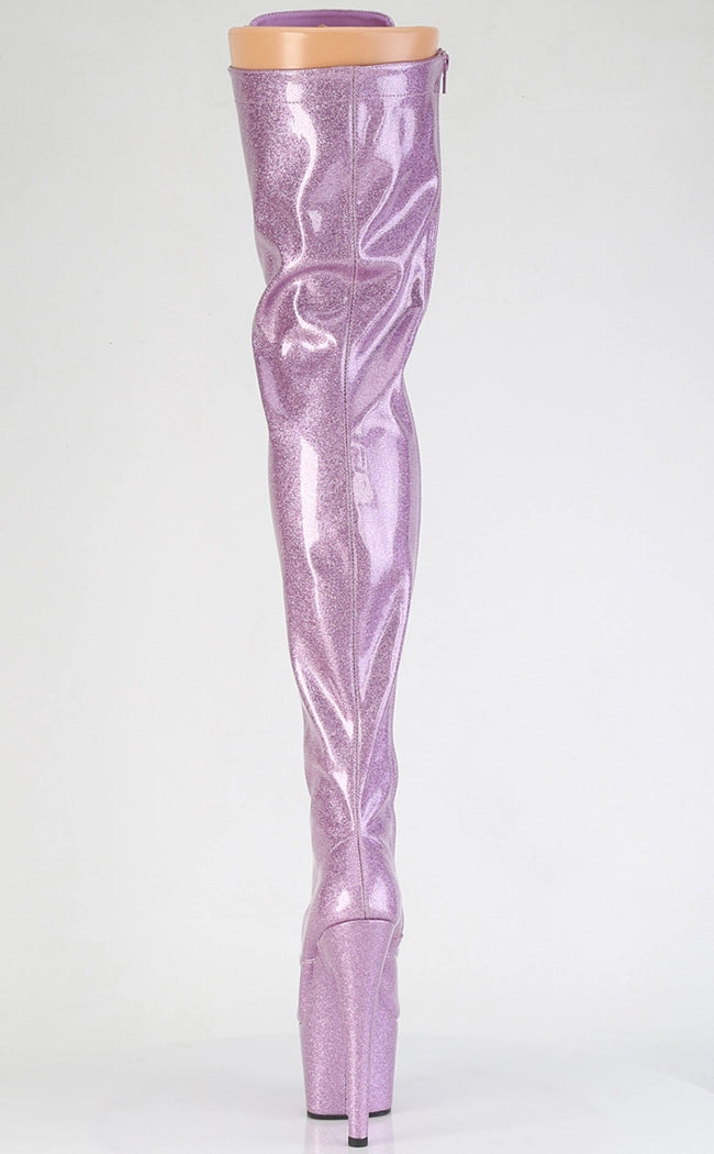 ADORE-3020GP Lilac Pink Glitter Patent Thigh High Boots-Pleaser-Tragic Beautiful