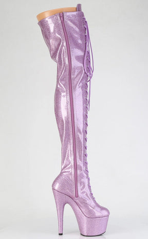 ADORE-3020GP Lilac Pink Glitter Patent Thigh High Boots-Pleaser-Tragic Beautiful