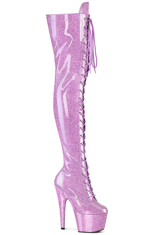 ADORE-3020GP Lilac Pink Glitter Patent Thigh High Boots-Pleaser-Tragic Beautiful