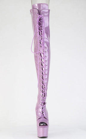 ADORE-3021GP Lilac Pink Glitter Patent Thigh High Boots-Pleaser-Tragic Beautiful