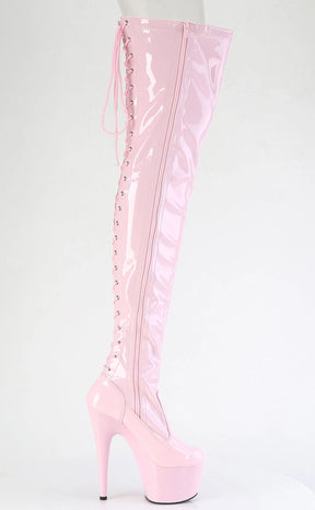 ADORE-3850 Baby Pink Patent Thigh High Boots-Pleaser-Tragic Beautiful