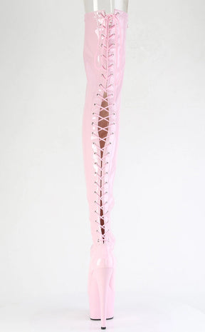 ADORE-3850 Baby Pink Patent Thigh High Boots-Pleaser-Tragic Beautiful