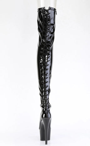 ADORE-3850 Black Patent Thigh High Boots-Pleaser-Tragic Beautiful