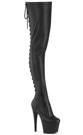 ADORE-3850 Black Vegan Leather Thigh High Boots-Pleaser-Tragic Beautiful