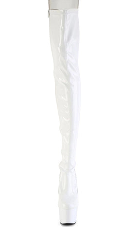 ADORE-3850 White Patent Thigh High Boots-Pleaser-Tragic Beautiful