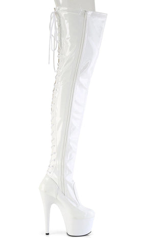 ADORE-3850 White Patent Thigh High Boots-Pleaser-Tragic Beautiful