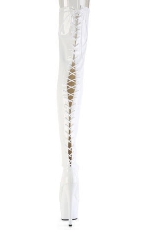 ADORE-3850 White Patent Thigh High Boots-Pleaser-Tragic Beautiful