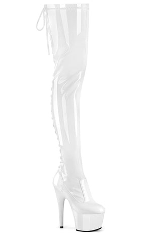 ADORE-3850 White Patent Thigh High Boots-Pleaser-Tragic Beautiful