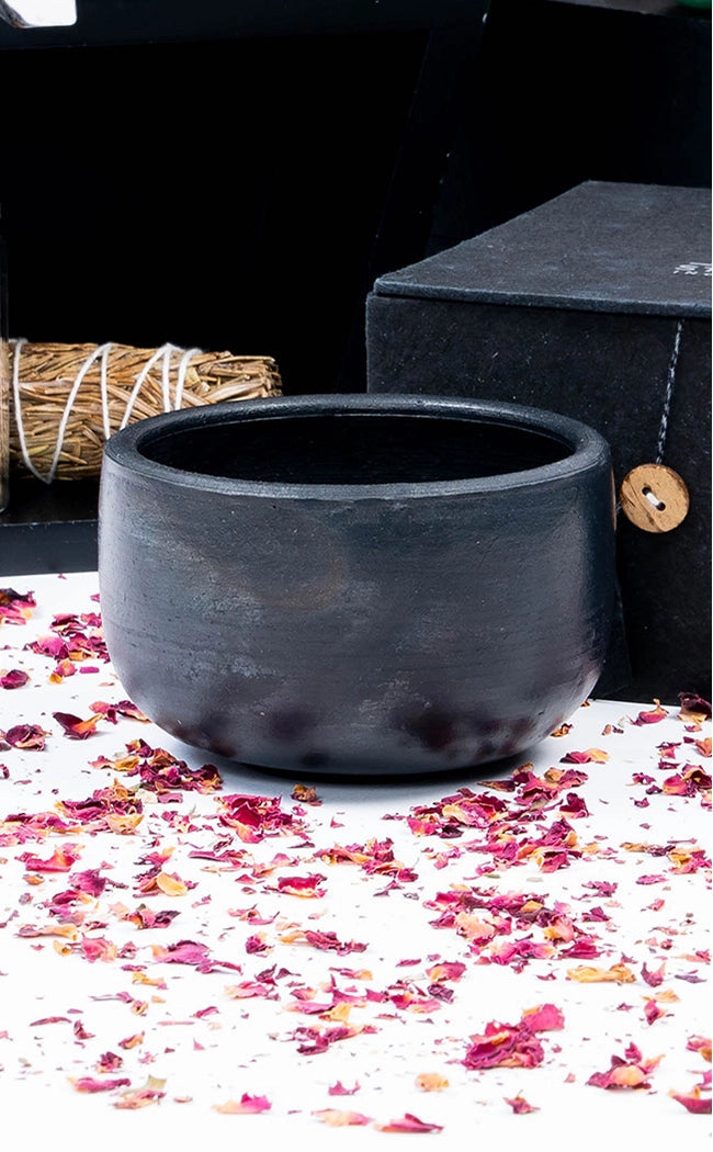 Black Ceramic Scrying / Cleansing Bowl-Witchcraft Supplies-Tragic Beautiful