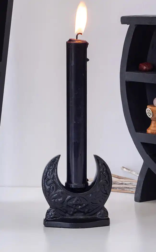 Crescent Moon Candle Holder | Black-Candles-Tragic Beautiful