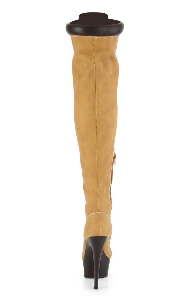 DELIGHT-3000TL Tan Nubuck Faux Leather Over-the-Knee Boots-Pleaser-Tragic Beautiful