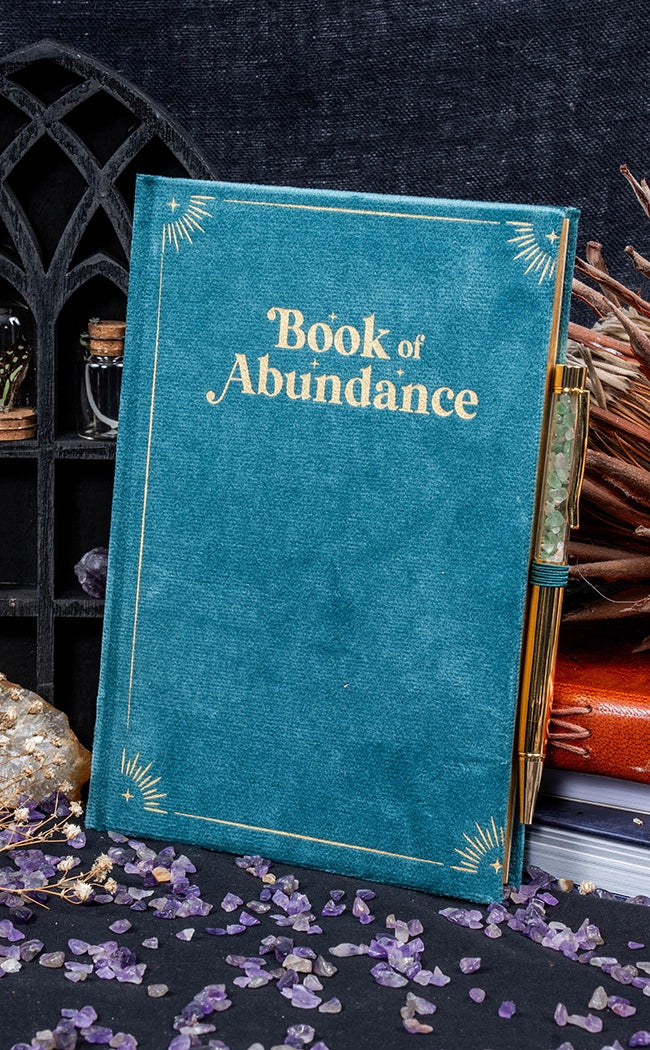 Abundance Journal With Green Aventurine Crystal Pen