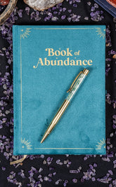 Abundance Journal With Green Aventurine Crystal Pen