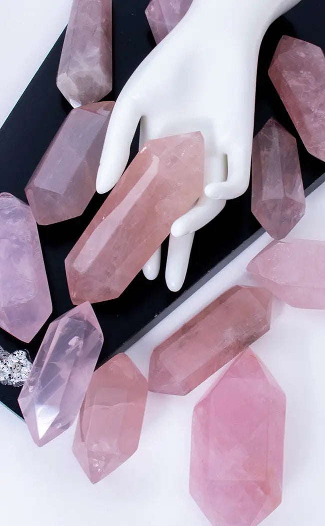 Double Terminated Gemmy Rose Quartz Points | A Grade XL-Crystals-Tragic Beautiful