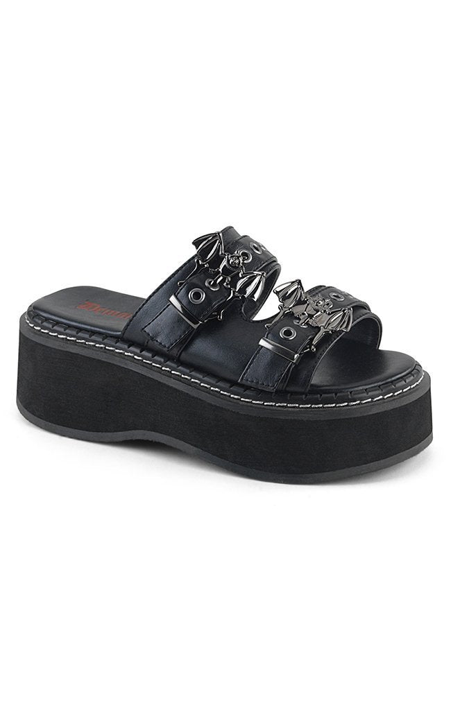 EMILY-100 Black Vegan Leather Slip Ons-Demonia-Tragic Beautiful