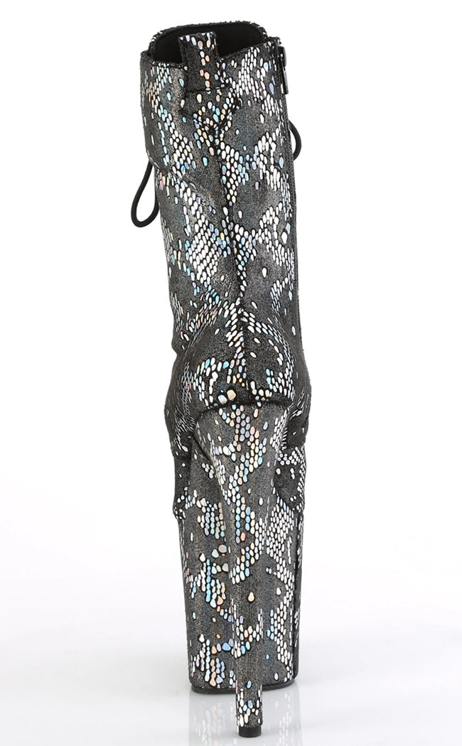 FLAMINGO-1040SPF Silver Metallic Snake Print Ankle Boots-Pleaser-Tragic Beautiful