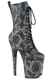 FLAMINGO-1040SPF Silver Metallic Snake Print Ankle Boots-Pleaser-Tragic Beautiful