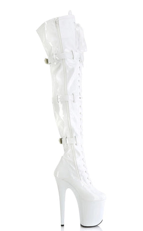 FLAMINGO-3028 White Patent Thigh High Boots-Pleaser-Tragic Beautiful