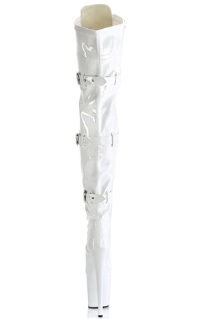 FLAMINGO-3028 White Patent Thigh High Boots-Pleaser-Tragic Beautiful