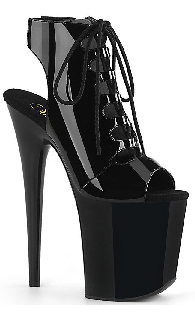 FLAMINGO-800-20 Black Patent Peep Toe Heels-Pleaser-Tragic Beautiful