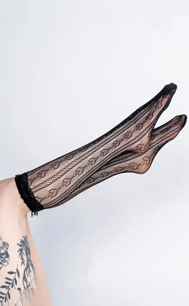 Frills n Thrills Black Ankle Socks-Gothic Hosiery-Tragic Beautiful