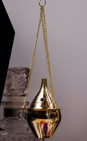 Hanging Star Brass Charcoal Incense Burner-Witchcraft Supplies-Tragic Beautiful