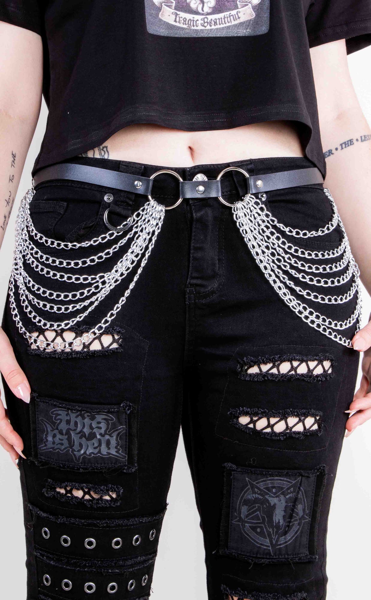 Illium Metallum Chain Belt-Cold Black Heart-Tragic Beautiful