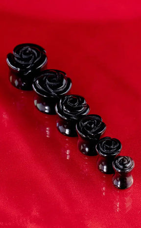 In Bloom Rose Plugs | Black Agate-Impaler-Tragic Beautiful