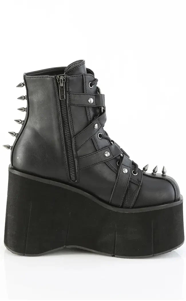 KERA-68 Black Vegan Leather Platform Ankle Boots (AU Stock)-Demonia-Tragic Beautiful