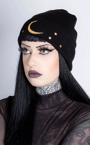 Lunar Witch Black Beanie-Cold Black Heart-Tragic Beautiful