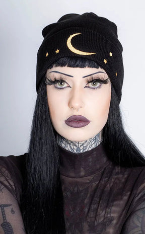 Lunar Witch Black Beanie-Cold Black Heart-Tragic Beautiful