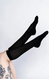 Macbeth Knee High Socks | Black-Gothic Hosiery-Tragic Beautiful