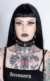 Modern Metal Chained Choker-Cold Black Heart-Tragic Beautiful