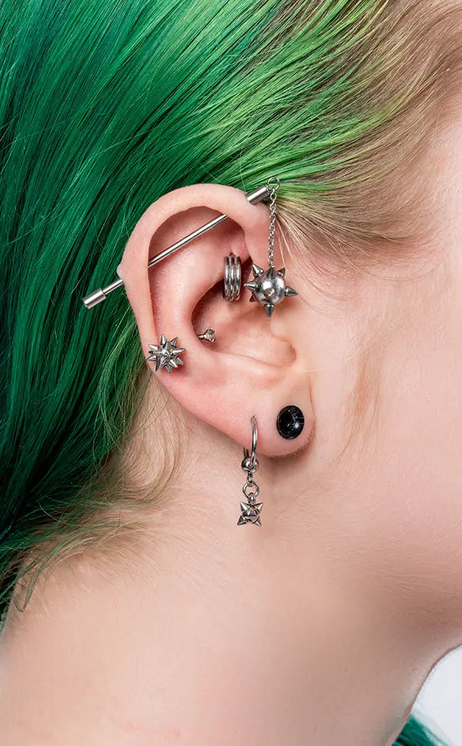 Morningstar Industrial Barbell [Black]-Impaler Body Jewellery-Tragic Beautiful