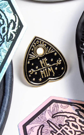 Planchette Pronoun Pin | He/Him-Burn Book Inc-Tragic Beautiful