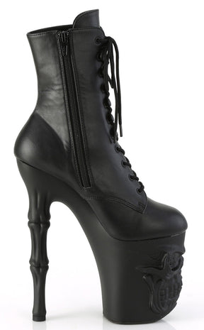 RAPTURE-1020 Black Matte Skull Boots-Pleaser-Tragic Beautiful