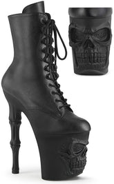 RAPTURE-1020 Black Matte Skull Boots-Pleaser-Tragic Beautiful