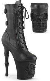 RAPTURE-1047BK Black Matte Mid-Calf Skull Boots-Pleaser-Tragic Beautiful