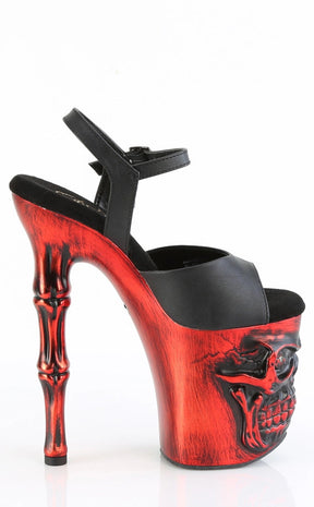 RAPTURE-809-LT Black & Red Skull Platform Heels-Pleaser-Tragic Beautiful