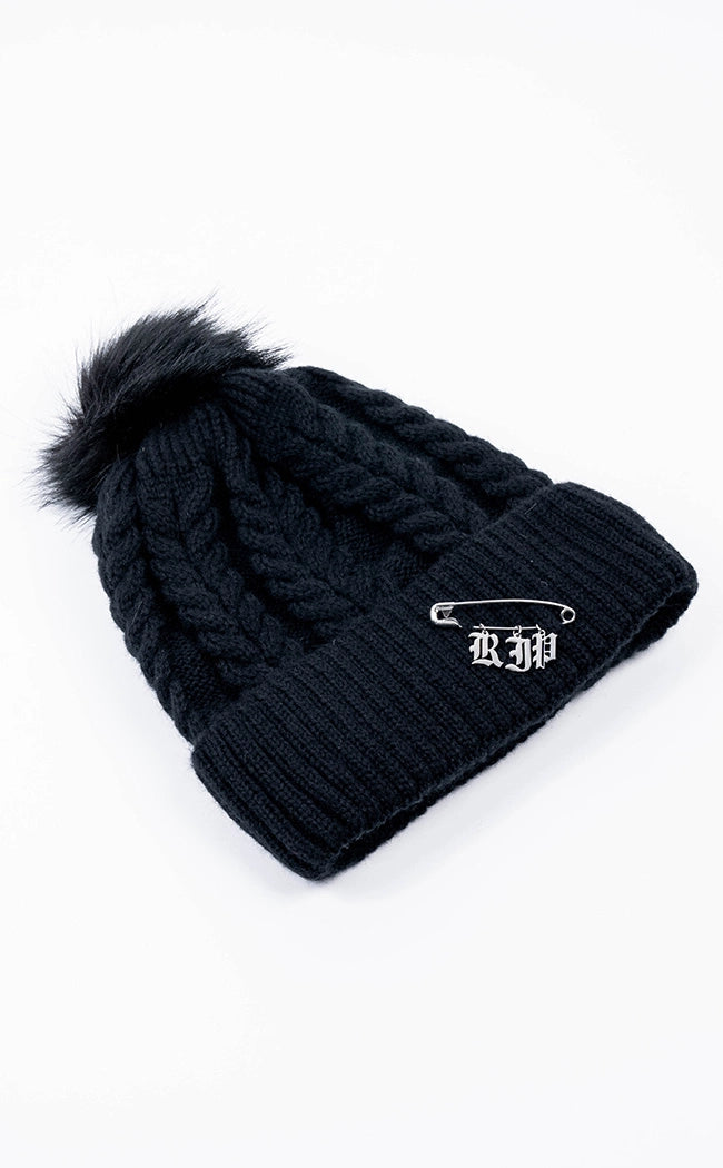 RIP Knitted Beanie-Cold Black Heart-Tragic Beautiful