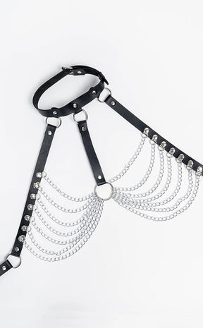 Rib Caged Chain Harness-Cold Black Heart-Tragic Beautiful