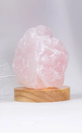 Rose Quartz Crystal Rough With LED Base Lamp-Crystals-Tragic Beautiful